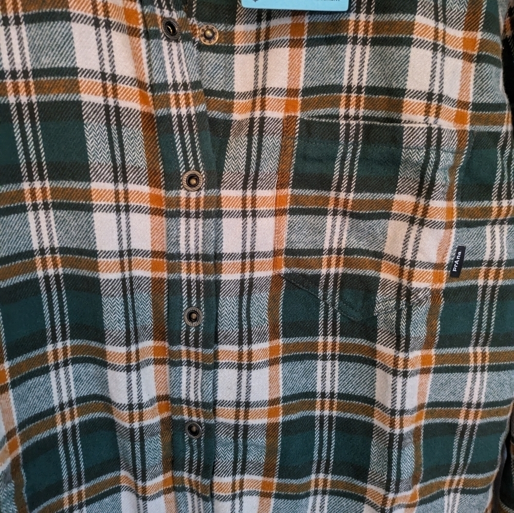PRANA Women's Golden Canyon Cotton Flannel Button Down Shirt Shacket Size L - Picture 2 of 10